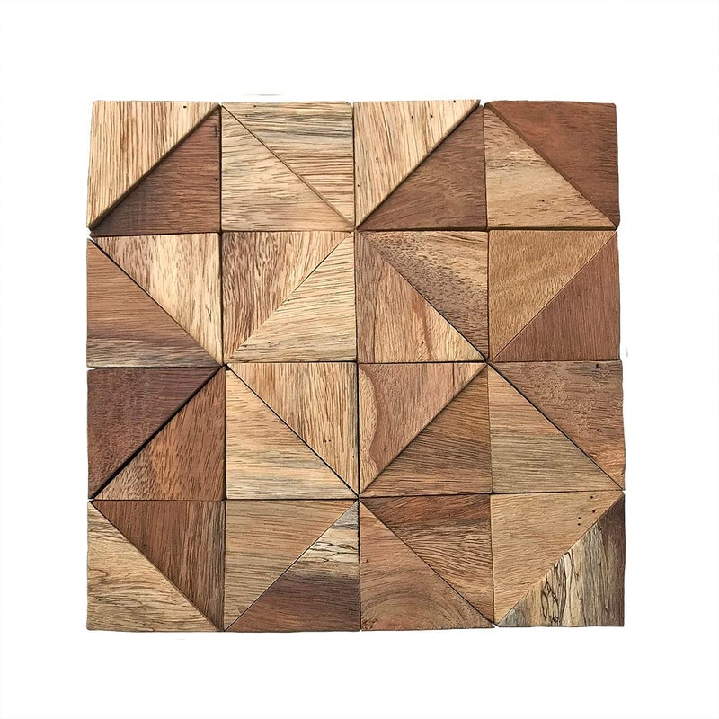 Ekena Millwork 11 7/8"W x 11 7/8"H x 1/2"P Authentic Boat Wood Mosaic Wall Tile, Natural Finish - Image 1